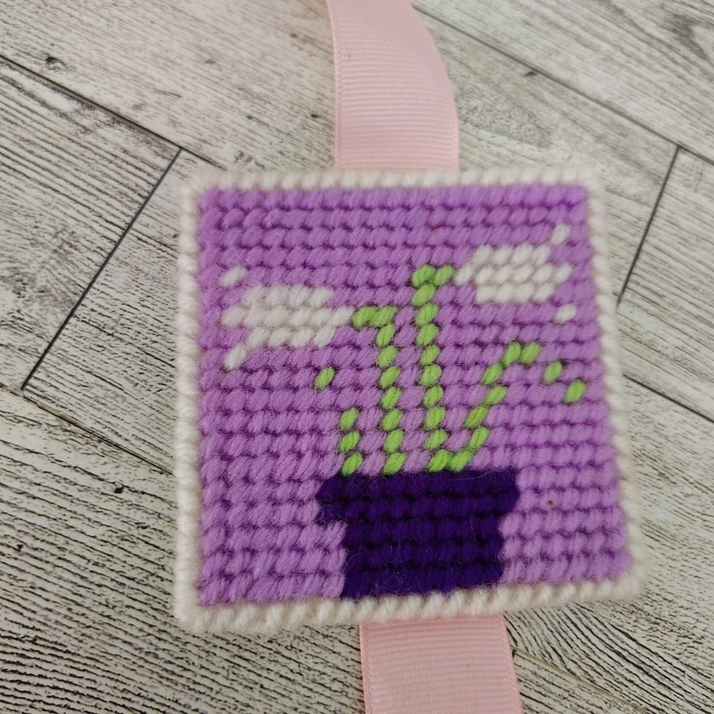 Handmade Easter Wall Hanging Spring Decor Plastic Canvas Retro Cottagecore